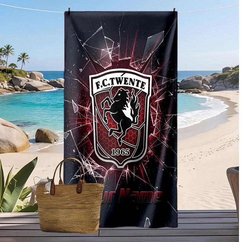 Персонализированное пляжное полотенце FC Twente с принтом, логотип футбольного клуба, поддержка, индивидуальное имя, текст, впитывающее полотенце для спорта, путешествий, особый подарок
