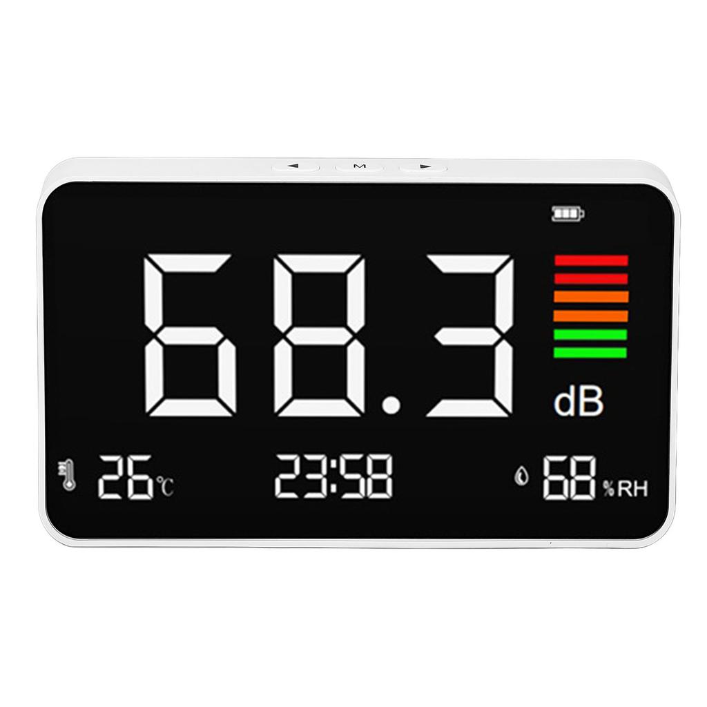 Цифровой децибелметр настольный измеритель уровня звука 30130 дБА с датчиком температуры и влажности для дома