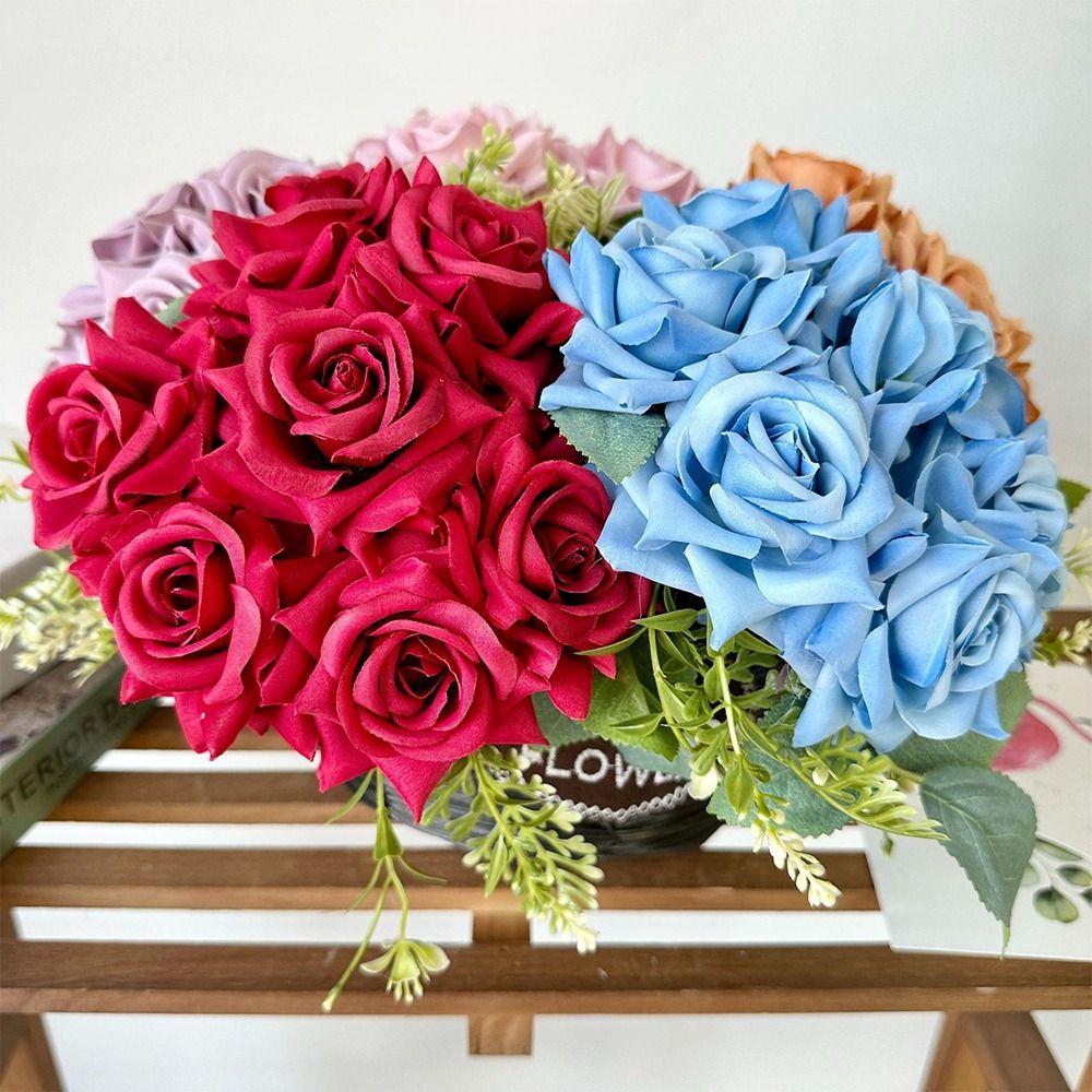 Multicolor Artificial Flower Rose Silk Petal Faux Rose Flower NEW Flower Bouquet  Party Supplies