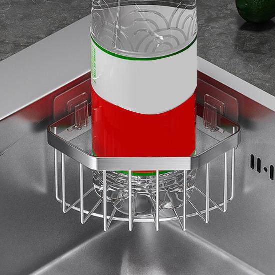 Подставка для губок на кухонную раковину, угловой органайзер из нержавеющей стали с клейкими крючками для хранения на кухне и в ванной комнате.