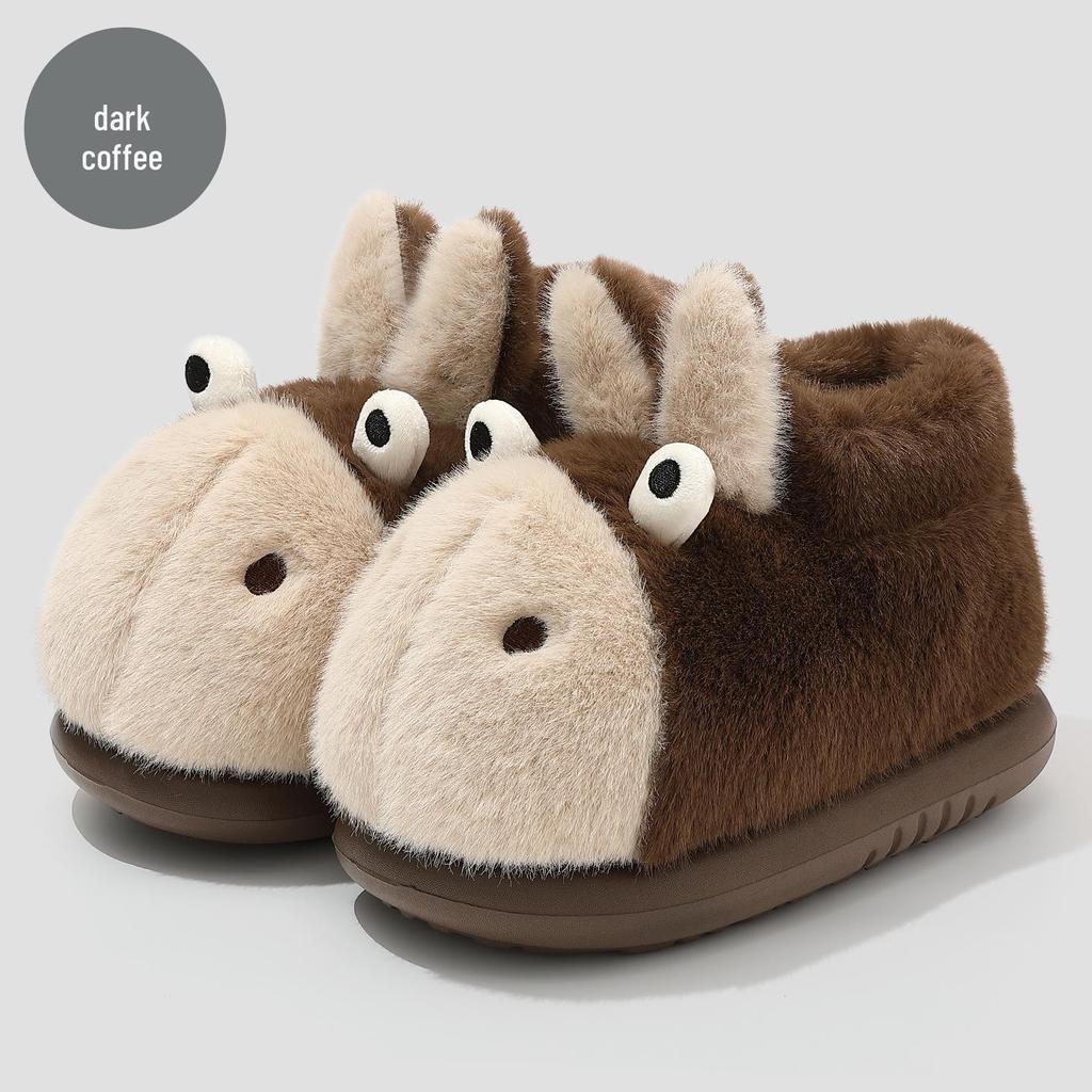 Зимние домашние хлопковые тапочки: Милый Пушистый Мультяшный Дизайн для Мужчин и Женщин