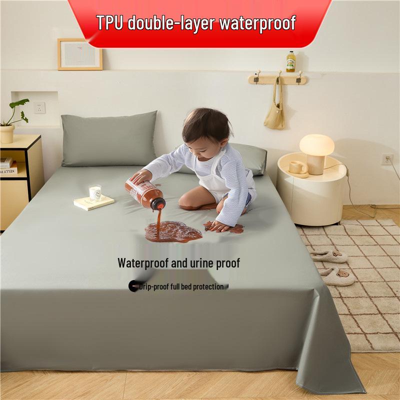 Waterproof Machine-Washable Bed Sheet for Children and Elderly - Anti-Incontinence Urine Pad, Soft Napped White Bedspread, Single Piece.