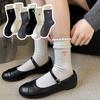 Women's Spring, Autumn and Winter Pure Cotton Mid-calf Socks, Cute Bubble Lace Pile Long Socks