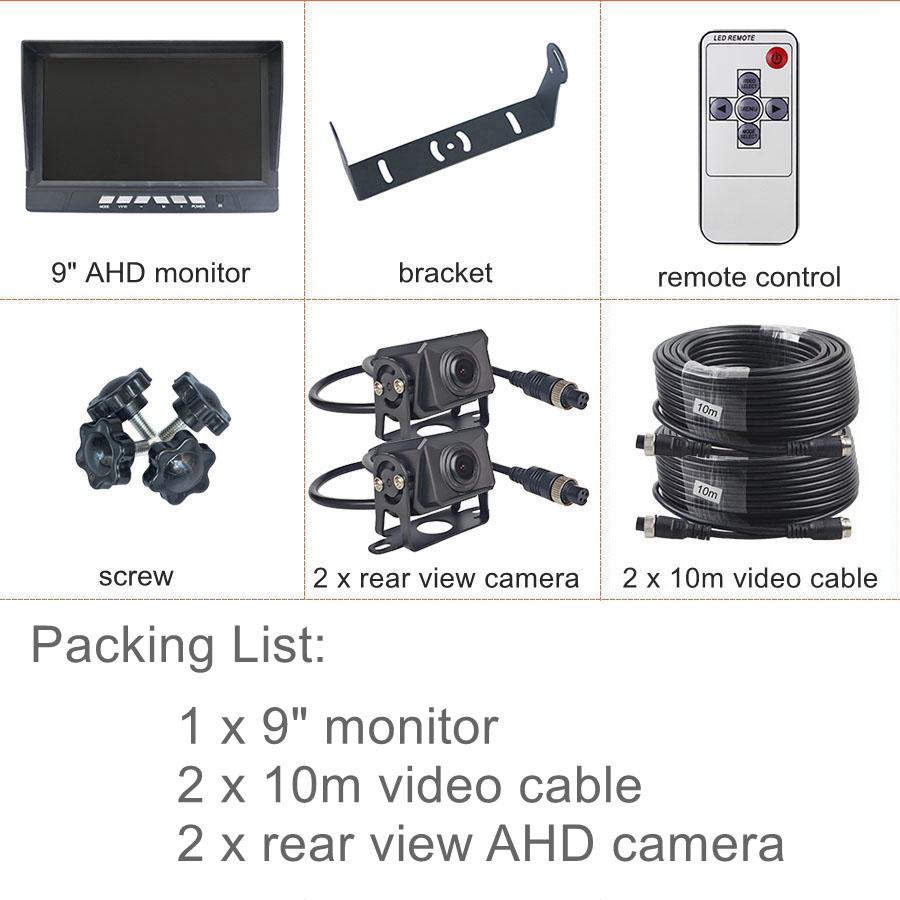 DIYKIT 1920x1080 2CH 9" AHD IPS Rear View Car Monitor IP68 Waterproof Starlight AHD Backup Car Camera Video Recording