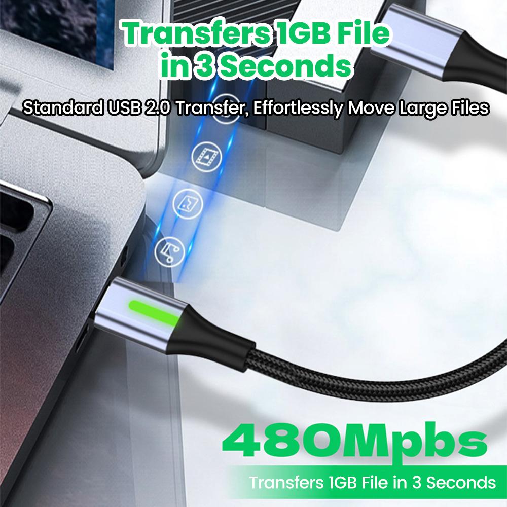 1.11M 1.1M Кабель для передачи данных USB A на Type C Быстрая зарядка 66 Вт Короткий шнур для iPhone 11 16 17 Huawei Samsung Xiaomi Портативный Power Bank