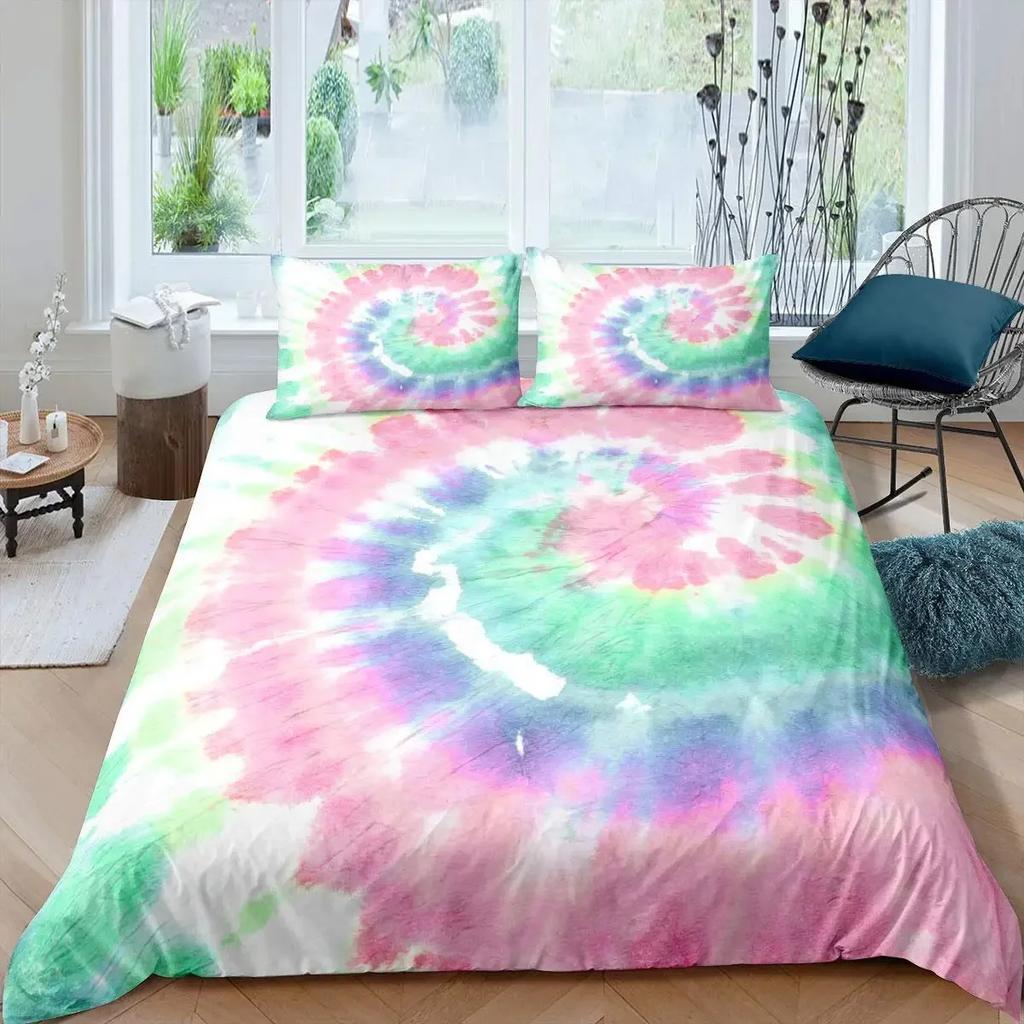 Tie Dye Duvet Cover Set Bohemian Hippie Spiral Bedding Sets Ethnic Boho  Comforter Cover Set Swirl Tie Dyed Pattern Quilt Cover