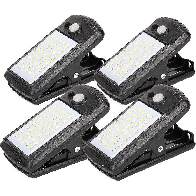 4 Pack Solar Motion Sensor Security Umbrella Light,Clip on Lights Outdoor with 40 LED,2 Modes Waterproof for Christmas Gifts Patio Wall Garage Hiking