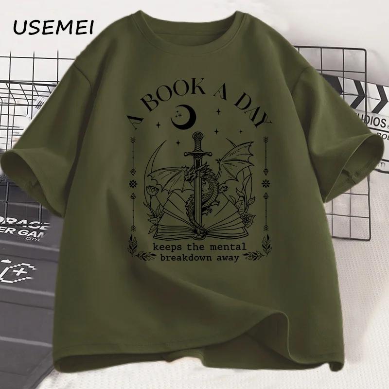 Dragon A Book A Day T Shirt Men Women Keeps The Mental Breakdown Away Tshirt Fantasy Book Lover Bookish Tshirt Reader Tees