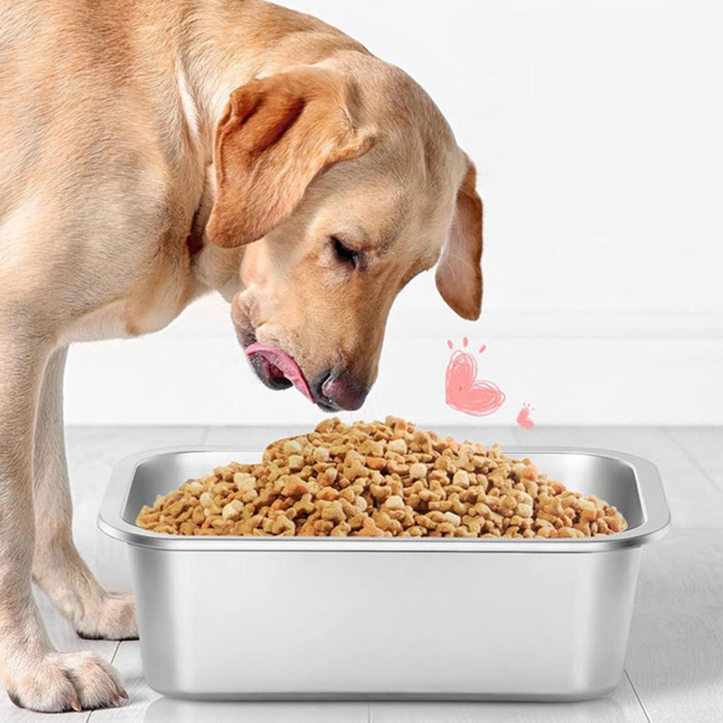 Миска для питомца из нержавеющей стали, устойчивая к ржавчине, с широким противоскользящим основанием, большой вместимости, легко моющаяся, прямоугольная, большой вместимости