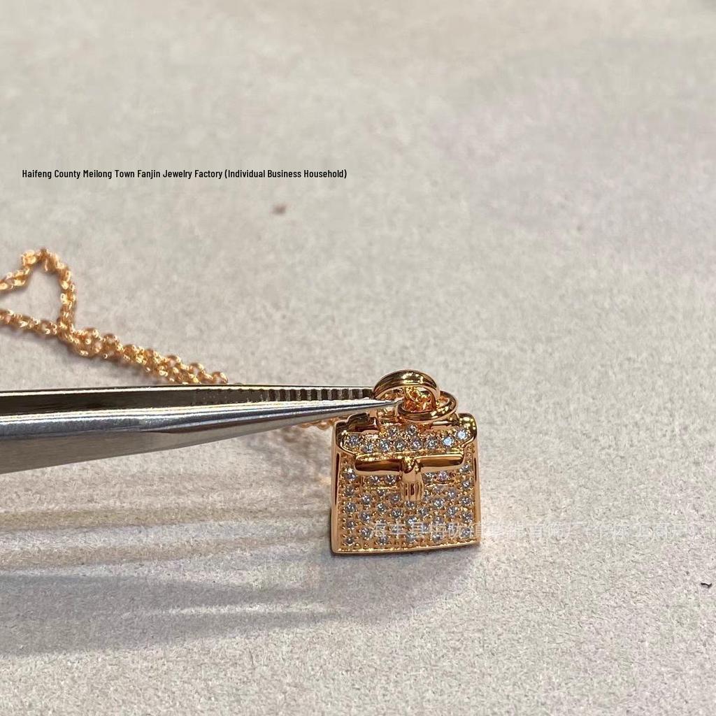 Women's 18K Rose Gold-Plated Diamond Kelly Handbag Necklace