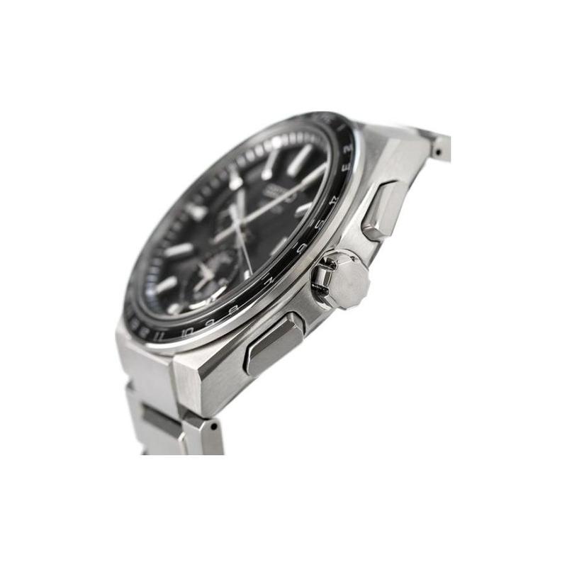 Seiko Антимагнитные Полностью Автоматические Календарь Солнечные Кварцевые Титановый Ремешок Мужские Часы Черный Циферблат SBXY039