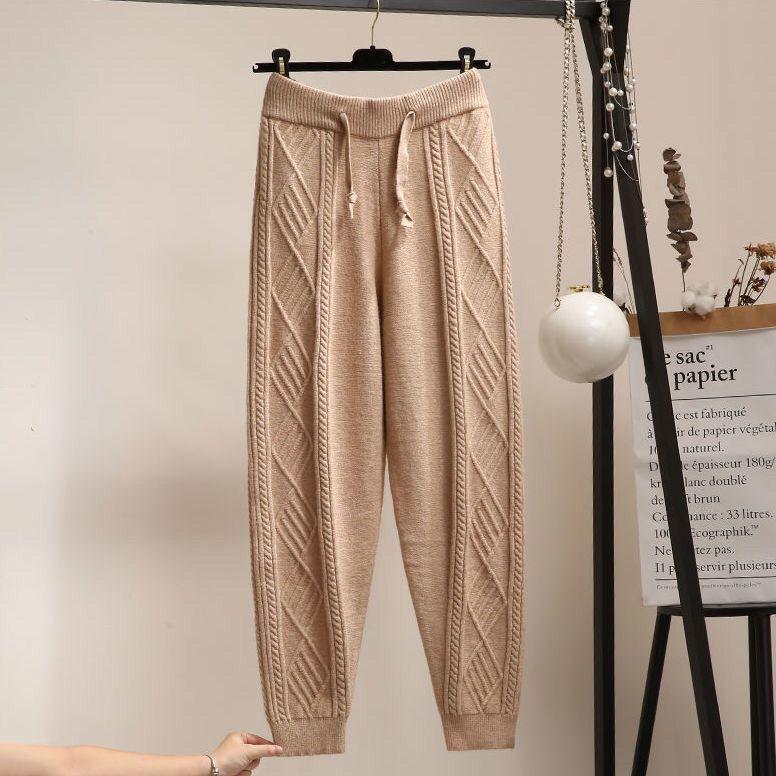 Knitted Pants Loose Women's Spring and Autumn Knitted Harem Pants Elasticated Waist Active Pants
