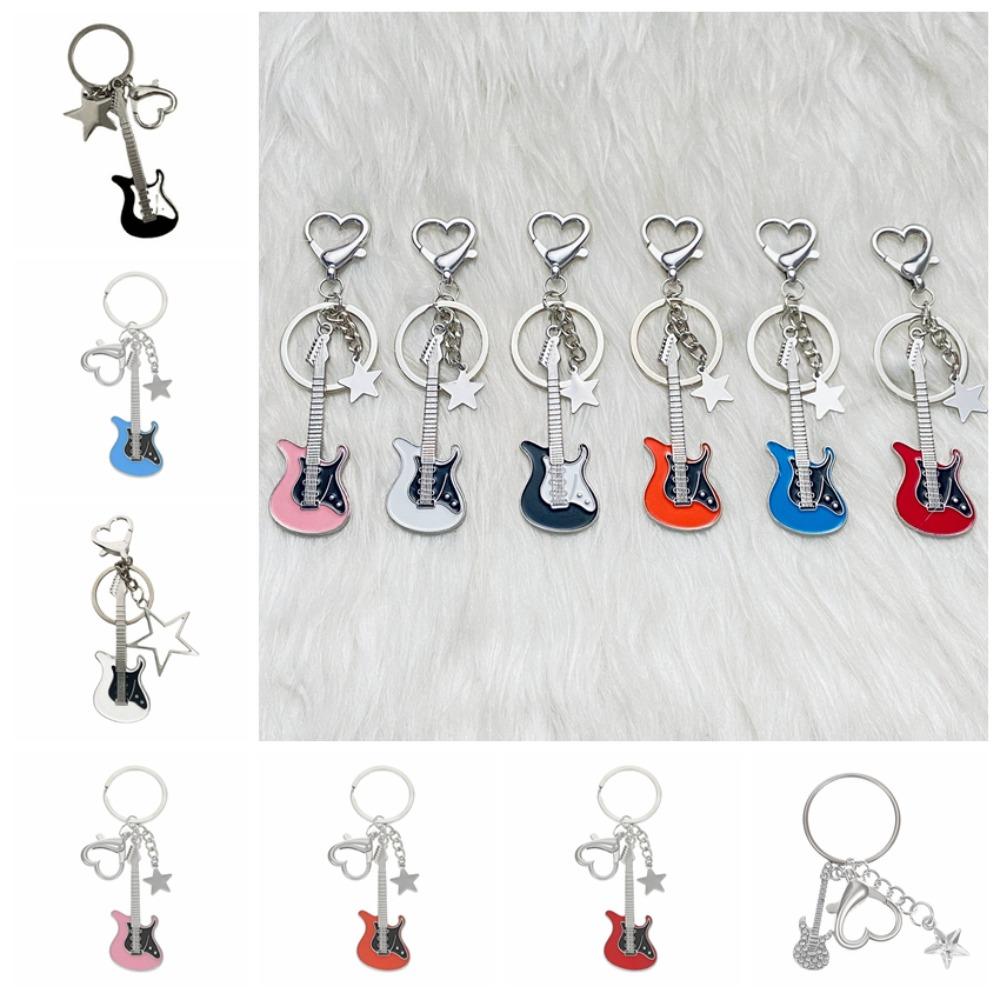 Guitar Guitar Keyring Star Musical Instrument Keychain Guitar Key Chain Musician Jewelry Gift