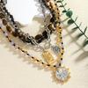 Многослойная цепочка Геометрическое ожерелье Цветной жемчуг Монета Ожерелье Модное ожерелье-чокер Мужчины Женщины