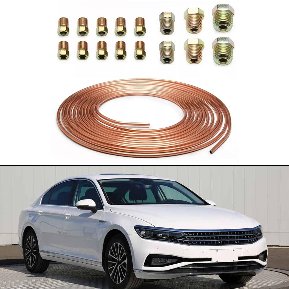 Ремонтный комплект для катушки с трубкой диаметром 3/16 дюйма с винтовой крышкой для трубки, медно-никелевая тормозная трубка, удобная 25-футовая катушка для шланга с проволокой, 16 фитингов