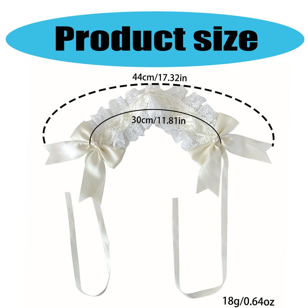 Subculture Lace Trim Hairband Anime Costume Hairband for Women Girl Party Headwrap Y2K Sweet Lace Bowknot Wide Headband