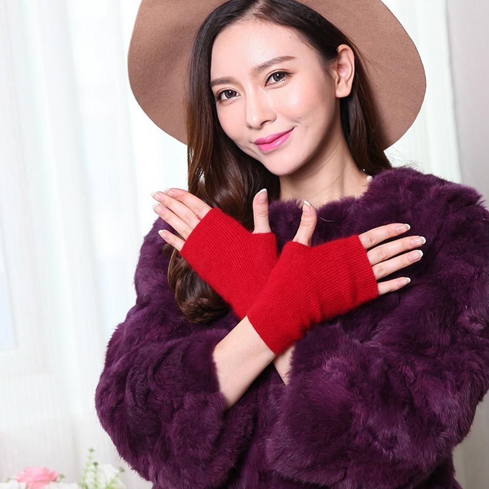 Wool Mink Cashmere Gloves Fingerless Wrist Gloves Protable Knitted Wool Glove  Autumn