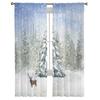 Christmas Deer Snowflake Bedroom Transparent Sheer Curtains Holiday Decoration Window Voile Tulle Curtain