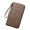 Men's Business Leather Wristlet Wallet Large Capacity Credit Card Holder Clutch Purse with Zipper