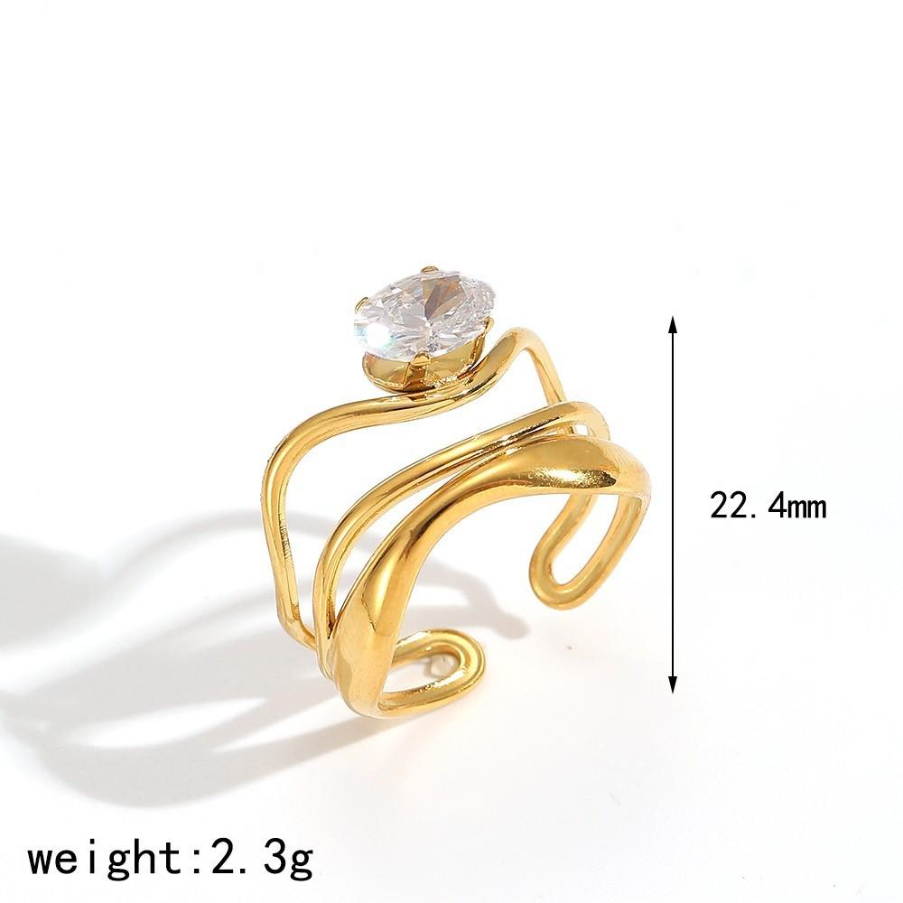 Minimalist Stainless Steel Zirconia Ring For Women With Irregular Shape And Elegant Look