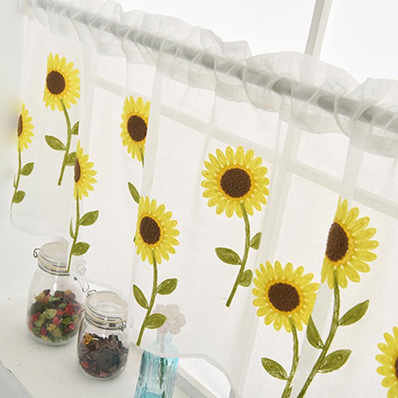 Half Window Short Sheer Curtains Elegant Lace Floral Pattern Ideal Housewarming Gift for Kitchen Bathroom Window Decoration