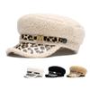 Autumn Winter Wool Leopard Print Flat Cap Women's Warm Hat Captain Cap