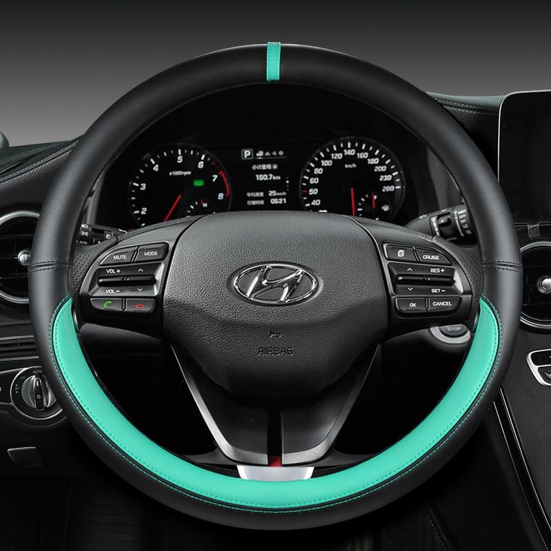 Кожаный чехол на руль автомобиля из микрофибры для Hyundai Veloster II I30 III 2018-2022 Elantra (США)  - 2023 Автоаксессуары