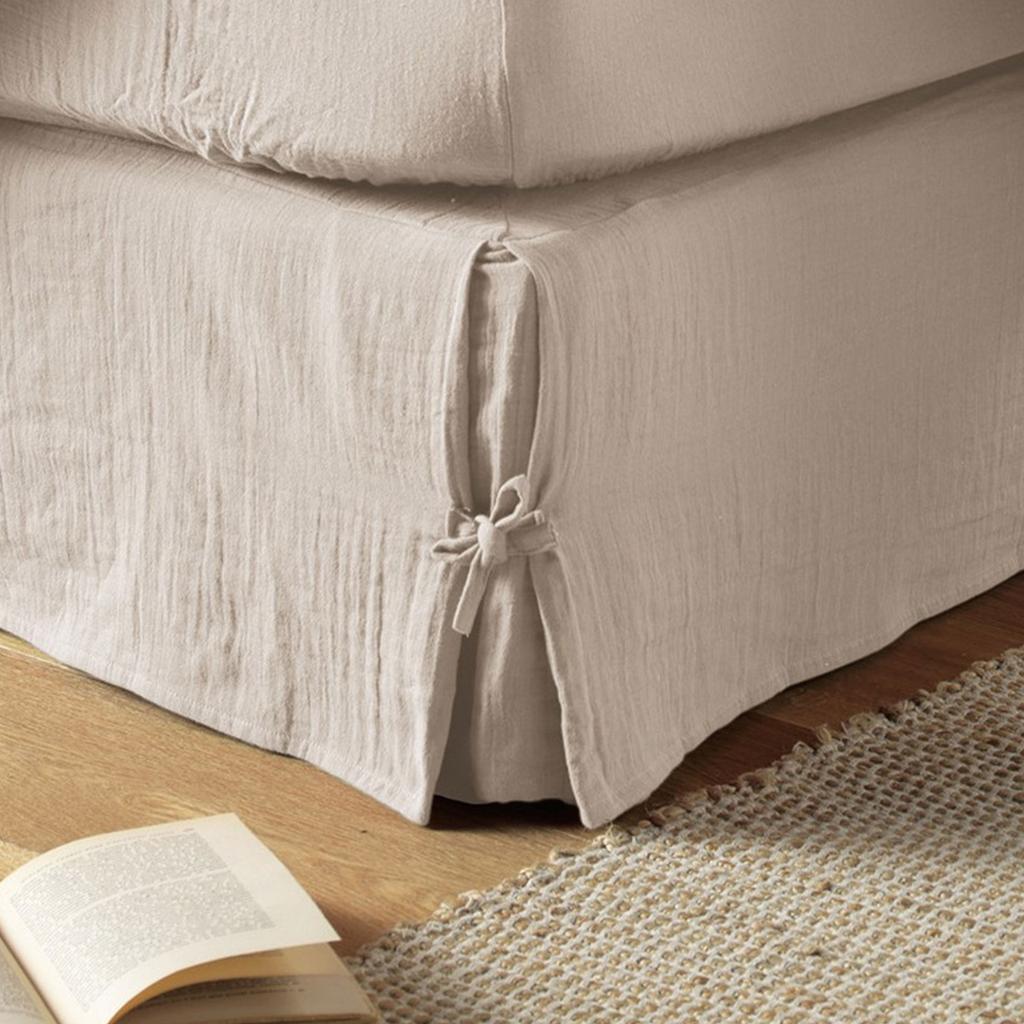 Box Spring Cover 140x190 Cm Natural Cotton Gauze