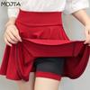 Плюс размер S-4XL, шорты, юбки, женская трапециевидная плиссированная юбка с высокой талией, женская корейская элегантная юбка