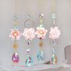 42cm Crystal Suncatcher With Pink Flower Rainbow Maker Sun Catcher Deam Catcher Home Decors Outdoor Garden Wedding Decoration