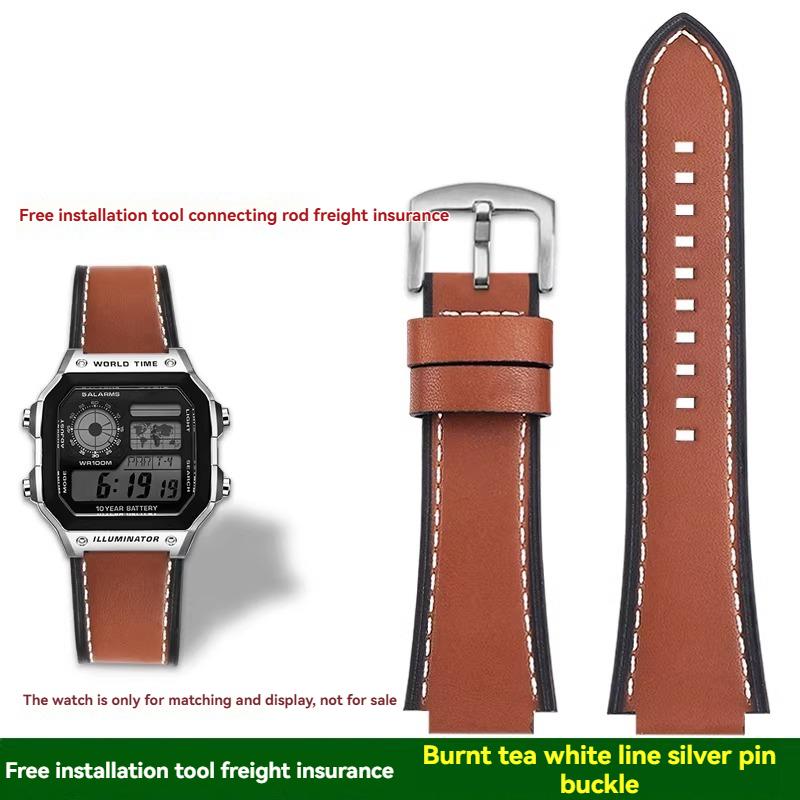 Для Casio маленькие квадратные AE1200/1300/1500 SGW-300/400 W-218 мужские оригинальные ремешки для часов из натуральной кожи аксессуары