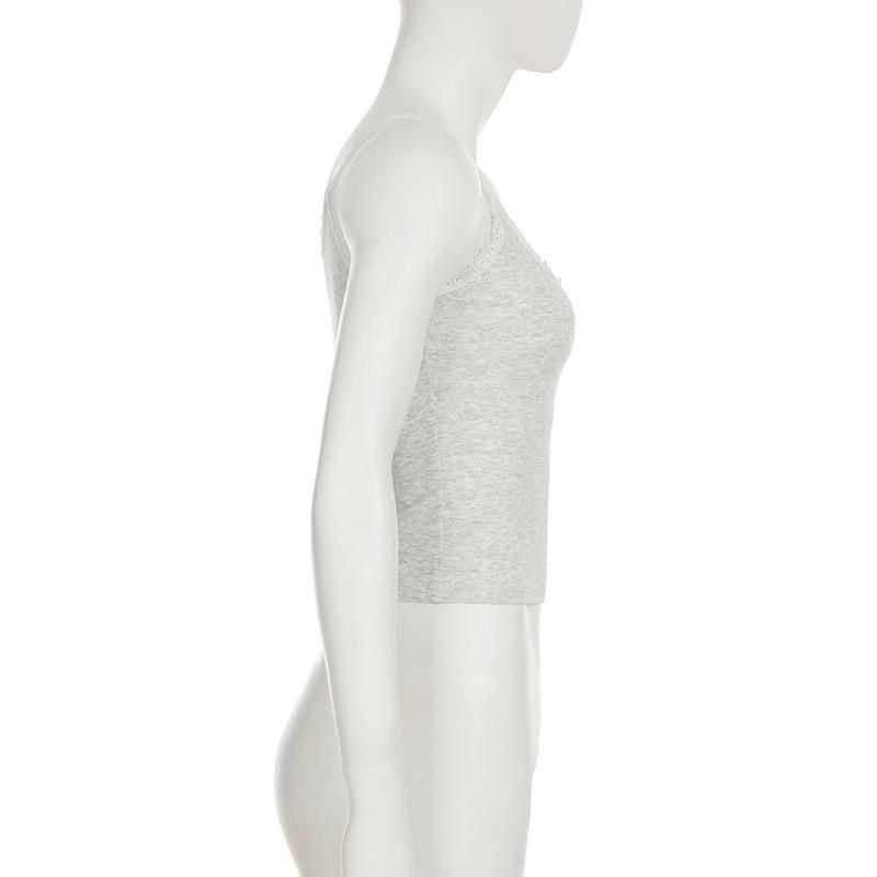 Женский кружевной топ-топ с бантом Spice Girl, контрастный цвет, U-образный вырез, облегающий, подходящий ко всем параметрам топ-халтер