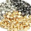 100Pcs 10mm Cone Plastic Spikes and Studs 2-Holes Sew CCB Leather Rivets Silver Gold Black Punk DIY Crafts for Bags