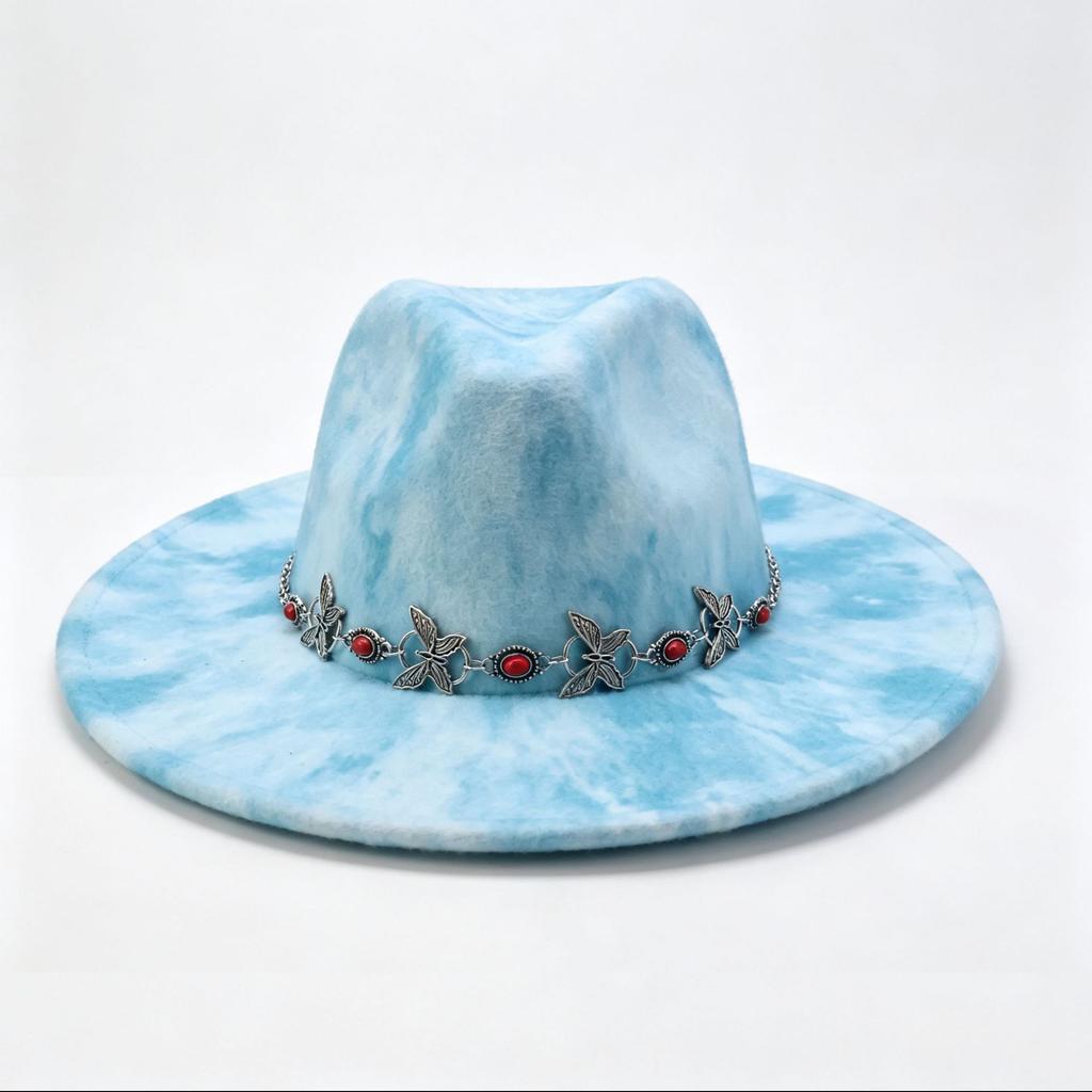 Хит продаж tie-dye американский западный ковбойская шляпа новая бабочка цепочка аксессуары персонализированная универсальная модная ковбойская шляпа