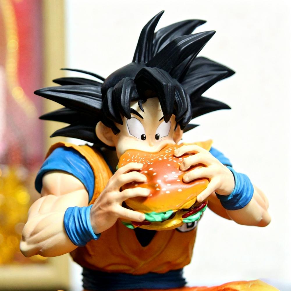 Аниме Dragon Ball Фигурка Сон Гоку Гоку Ест Гамбургер 14см/5.51дюйма ПВХ Фигурки Действия Коллекционная Модель Игрушки Подарки