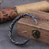 Браслет Viking Raven из нержавеющей стали для мужчин, скандинавский браслет на запястье с деревянной коробкой, подарок в скандинавском стиле