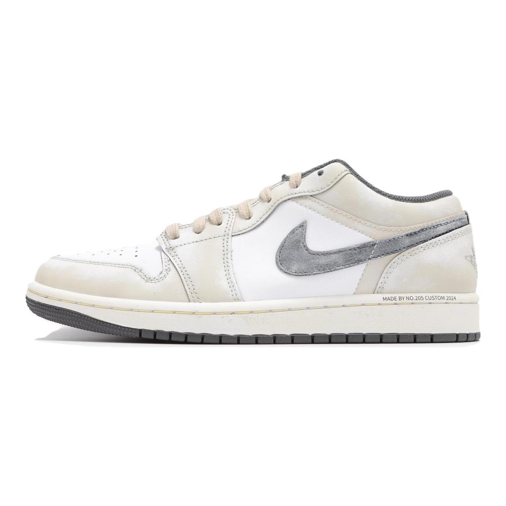 Jordan Air Jordan 1 Износостойкие Низкие Винтажные Баскетбольные Кроссовки Унисекс Бежевый Желтый 553558-152(Командачетыре-)