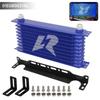 AN10 10Row Aluminum Oil cooler W/ 262mm Mounting Bracket Kit Trust Type  7/8"-14 UNF accessories for vehicles Black/Blue