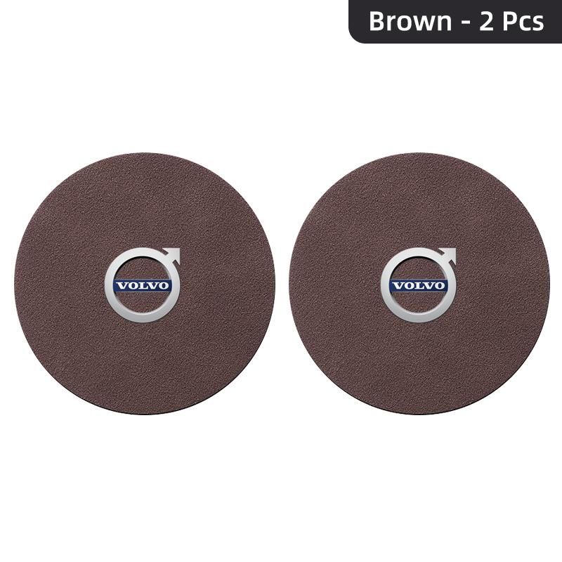 2pcs Suede Car Coaster Water Cup Drink Holder Mat Anti-Slip Pad For Volvo S40 S60 S90 XC40 XC60 XC90 V40 V50 V60 V90 C30 C70 S80
