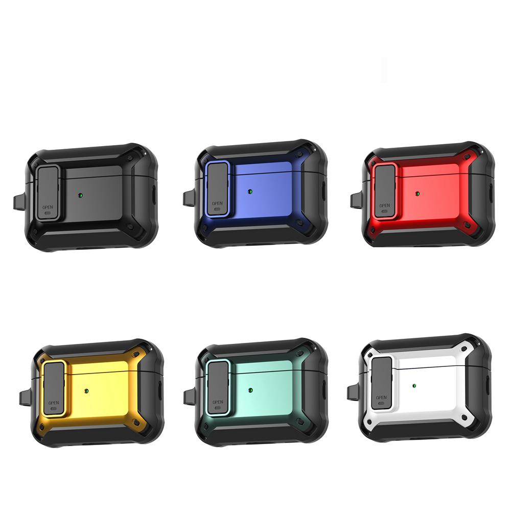 KEYSION Чехол для Bluetooth-наушников для AirPods Pro 3 Мягкий силикон+ПК Ударопрочная задняя крышка с замком-переключателем Карабин для альпинизма