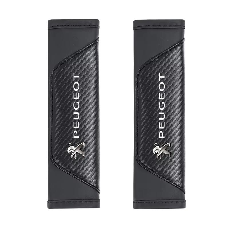 2Pcs Car Seat Belt Cover Shoulder Pad Auto Badge Accessories For Peugeot 206 307 308 207 3008 208 407 508 2008 5008 301 406 408