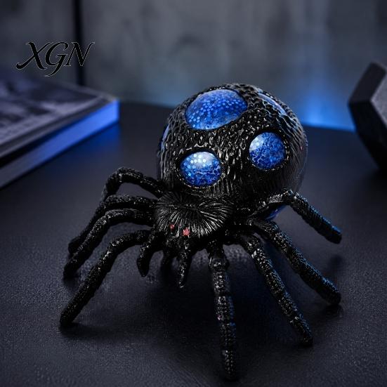 Halloween Party Decoration 1/4Pcs Glitter Spider Squeeze Toy, Stress Relief Realistic Scary Gadget Fake Prank Toy Portable Reliever