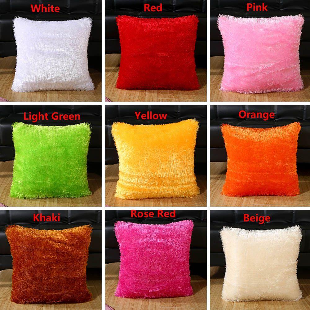 Square Home Decor Car Seat Fur Plush Winter Warm Throw Pillow Cases Cushion Cover