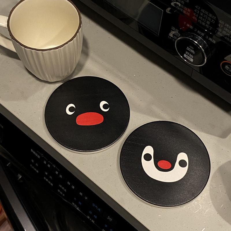 Нишевая Персонализированная Черная Подставка в виде Пингвина, Креативный Подарок Абсорбирующая Керамическая Подставка Под Кофе