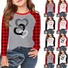 Футболки с длинным рукавом для девочек Love ко Дню святого Валентина, детские осенние топы с круглым вырезом, базовые футболки для детей 5-14 лет