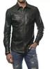 Men's Genuine Lambskin Leather Shirt Stylish Black Handmade Fashionable Casual
