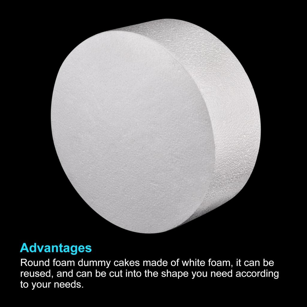 Круглый пенопластовый муляж торта uxcell 10 см x 25 см, круглый муляж торта, набор для свадебного торта, праздничного торта, витрины для поделок