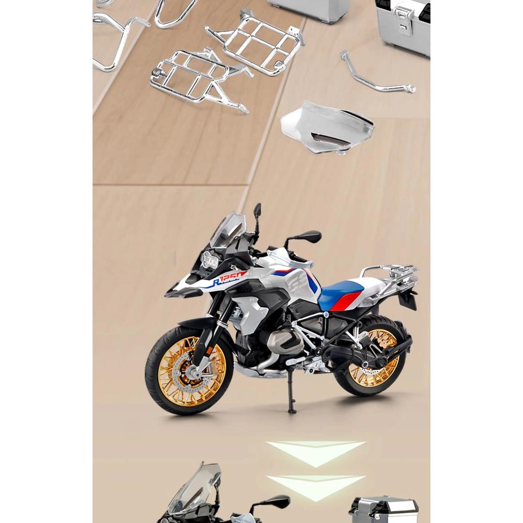 1/9 BWM R1250GS ADV Литой из сплава Модель мотоцикла Игрушечный транспорт Коллекция Звук и свет Внедорожный Автоцикл Игрушки Машина