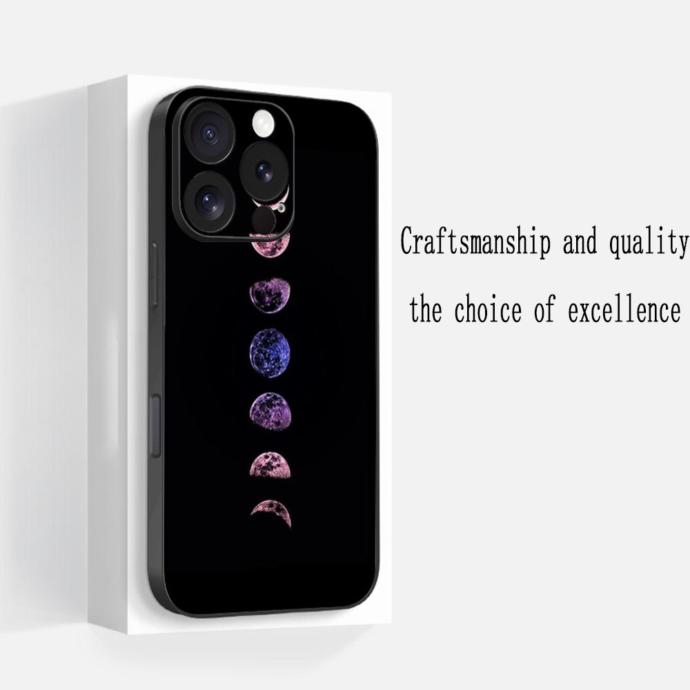 Лунная мода арт-дизайн ins Чехол для телефона Для iPhone 17 16 e 15 14 13 12 Plus Mini Pro Max Мягкий черный Ударопрочный чехол