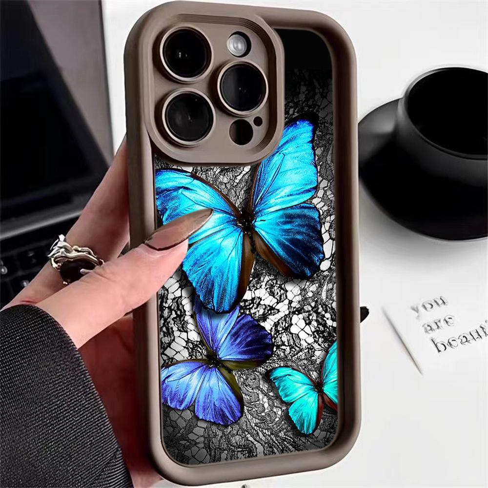 Мягкий чехол для телефона Angel Eye TPU для Samsung A05 A13 A23 A53 A14 A24 A34 A54 A15 A25 A35 A55 S20 S23 FE S24 Ultra Ae68 Бабочка цветок милый дизайн